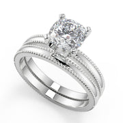 Milagros Milgrain Solitaire Cushion Cut Diamond Engagement Ring - Nivetta
